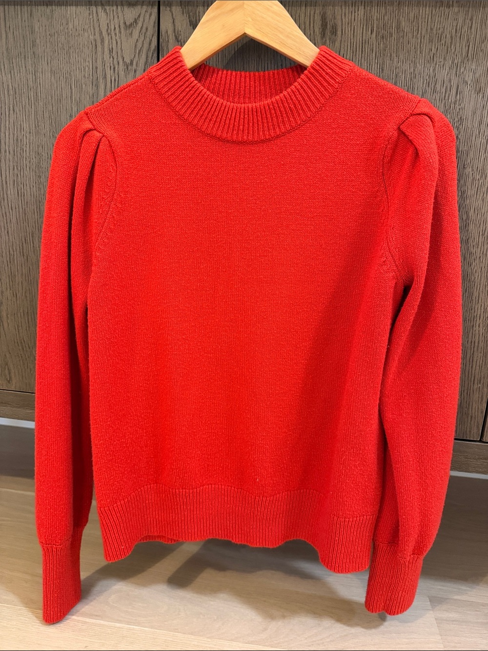 Caslon Bright Red Puff-Sleeve Crewneck Sweater